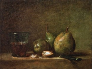 chardin poire noix verre de vin